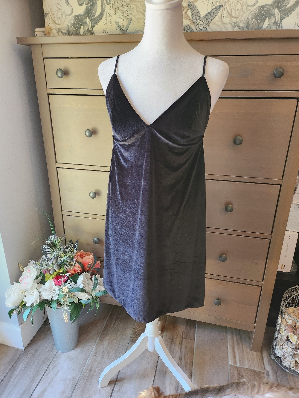 Victoria's Secret Black Velvet Slip Chemise